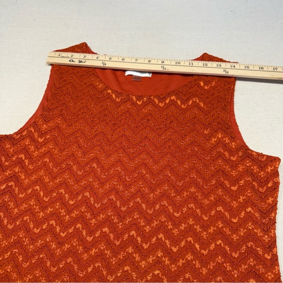 Calvin Klein Orange Chevron Sleeves Top - Size Large - Picture 11 of 14